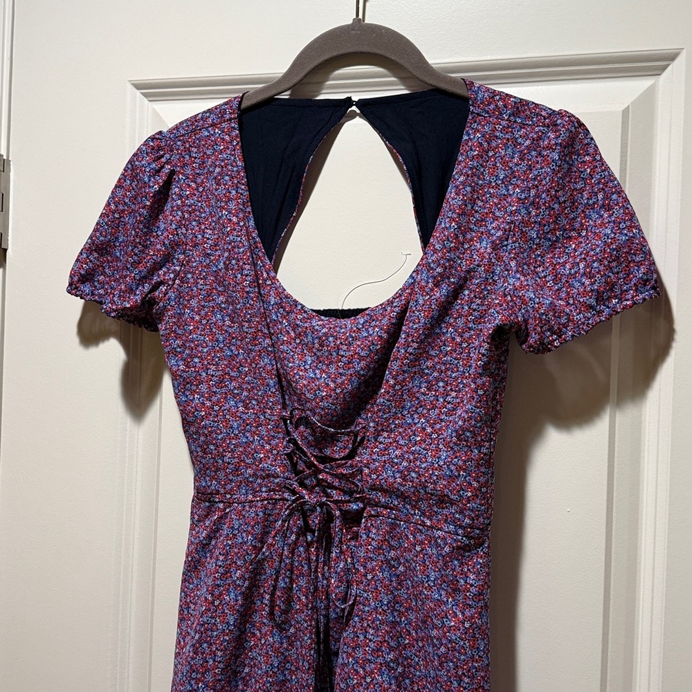 Abercrombie & Fitch Purple Ditsy Floral Backless Corset Dress size XS - Picture 3 of 16